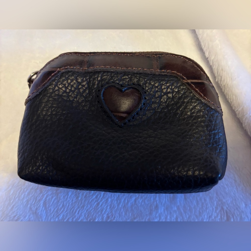 Brighton Brown Heart Leather Coin Purse Bag